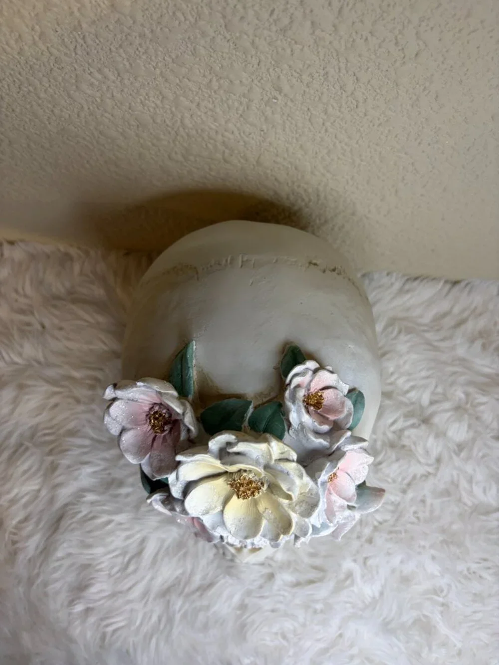 Floral Skull Halloween Decor Gothic Skeleton Vase Day of the Dead 10